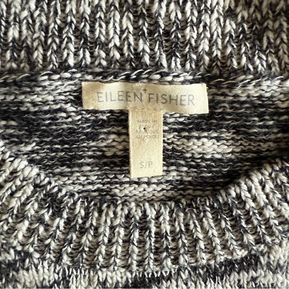 Eileen Fisher Scoop Neck Sweater Organic Cotton Alpaca Wool Blend Marled Small - Picture 2 of 8